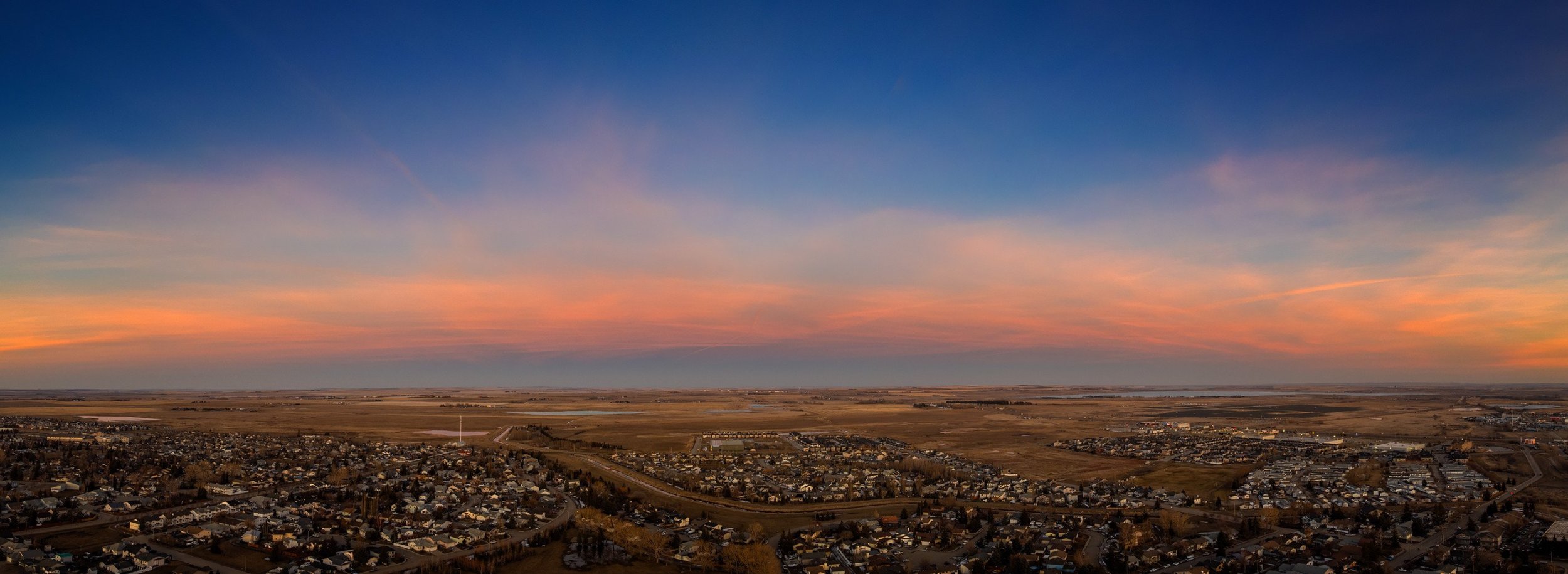 Alpenglow to the east, Strathmore, Alberta, 2024-03-16