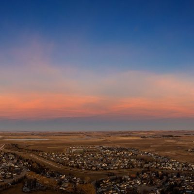 Alpenglow to the east, Strathmore, Alberta, 2024-03-16