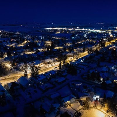 Looking Southwest At Nightfall, Strathmore, Alberta, 2024-03-07