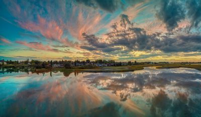 Sunset Over the Lower Pond, Gray Ponds, Strathmore, Alberta, 2023-09-08