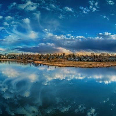 Spring skies are back again, Lower Gray Pond, Strathmore, AB, 2024-05-03