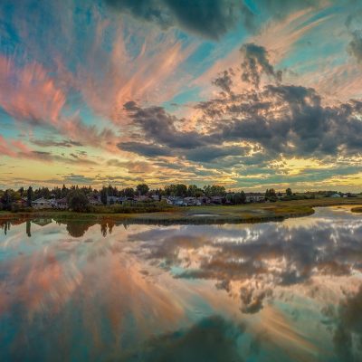 Sunset Over the Lower Pond, Gray Ponds, Strathmore, Alberta, 2023-09-08