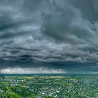 Stormy weather, Looking south west of Thomas Drive, Strathmore, AB, 2026-06-04