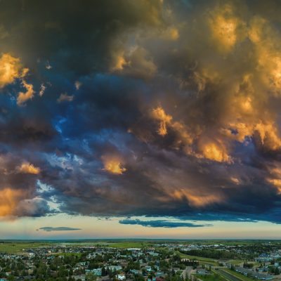 Flaming wisps of cotton, Looking East of Thomas Drive, Strathmore, AB, 2026-07-04