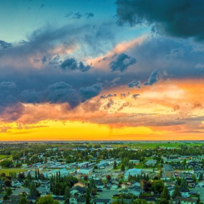 Muted sunset, Looking north of Thornbriar Green, Strathmore, AB, 2026-07-03