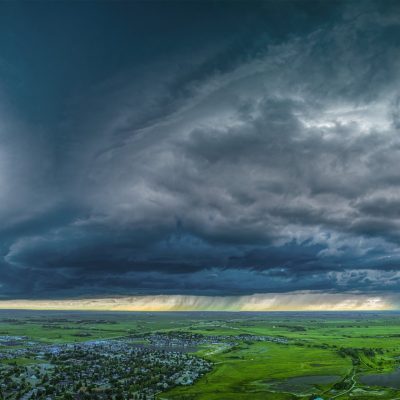 That came out of nowhere, Thomas Drive looking NW, Strathmore, AB, 2026-07-01